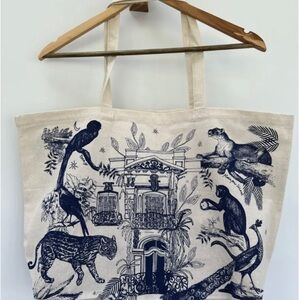 Sezane Cream and Blue Tote Bag